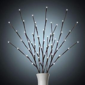 img 4 attached to 🌳 Plug-in 3-Pack Lighted Branches for Vases - DIY Christmas Twig Pathway Lights with 60 LED Bulbs, Artificial Tree Bendable Xmas Fairy Lights, Stakes Included, for Outdoor Indoor Party Decoration in Pure White