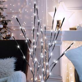 img 1 attached to 🌳 Plug-in 3-Pack Lighted Branches for Vases - DIY Christmas Twig Pathway Lights with 60 LED Bulbs, Artificial Tree Bendable Xmas Fairy Lights, Stakes Included, for Outdoor Indoor Party Decoration in Pure White