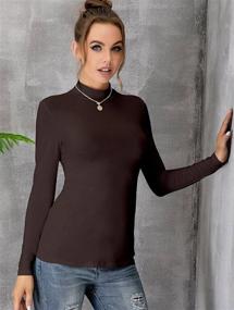 img 3 attached to 👚 Premium Quality MANGDIUP Women's Slim Fit Long Sleeve Pullover Tops - Soft and Lightweight T-Shirts with Mock Turtle Neck