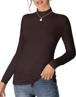 👚 premium quality mangdiup women's slim fit long sleeve pullover tops - soft and lightweight t-shirts with mock turtle neck logo