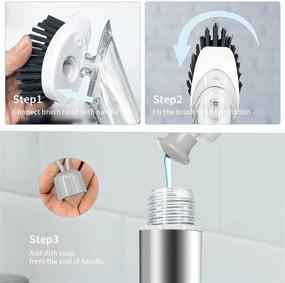img 2 attached to Grey Neilgo 3-in-1 Soap Dispensing Dish Brush with Handle - Kitchen Scrub Brush, Automatic Liquid Addition Brush, Soap Control Dishwand Brush