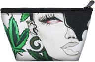 🌿 stylish weed girl travel makeup case for women | waterproof trapezoidal cosmetic tote bag | fashion toiletry pouch organizer | portable accessories organizer logo