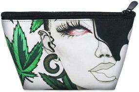 img 4 attached to 🌿 Stylish Weed Girl Travel Makeup Case for Women | Waterproof Trapezoidal Cosmetic Tote Bag | Fashion Toiletry Pouch Organizer | Portable Accessories Organizer