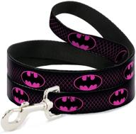 6ft long 1.0 inch wide black and hot pink dog leash chainlink shield with batman design логотип