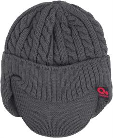 img 1 attached to 🧣 Winter Outdoor Sports Visor Beanie: Janey&Rubbins Knit Ski Hat with Earflaps, Brim, and Fleece Lining