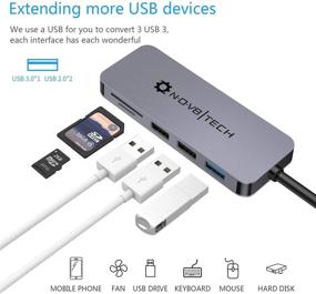 img 3 attached to 🔌 7-in-1 USB C to HDMI Hub Multiport Adapter Dock by NOV8Tech - Portable Aluminum Dongle for MacBook Pro Air M1, XPS, Alienware & More Devices - Includes SD/Micro SD Card Readers, USB C 100W Power Delivery, USB 3.0, and 2X USB 2.0 Ports