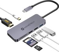 🔌 7-in-1 usb c to hdmi hub multiport adapter dock by nov8tech - portable aluminum dongle for macbook pro air m1, xps, alienware & more devices - includes sd/micro sd card readers, usb c 100w power delivery, usb 3.0, and 2x usb 2.0 ports logo