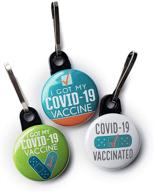 🌟 covid-19 vaccinated badge charms (3-pack mini) - flair for employee id lanyard with notification, 1-inch lapel pin size, assorted designs 623 logo