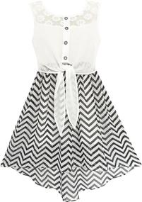 img 4 attached to 👗 Chiffon Striped Girls' Clothing by Sunny Fashion