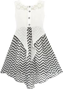 img 2 attached to 👗 Chiffon Striped Girls' Clothing by Sunny Fashion