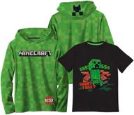 👾 minecraft sleeve character graphic hoodie - boys' clothing logo