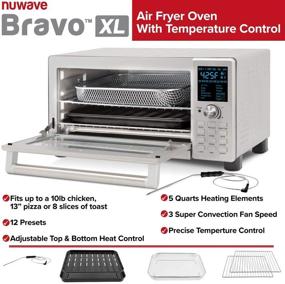 img 1 attached to 🔥 NUWAVE BRAVO XL Convection Smart Oven: 12 Presets, 3 Fan Speeds, 5-Quartz Heating Elements, Digital Temperature Probe - Perfect for Pizza, Chicken, Bake, Roast, Grill, Toast, and More!