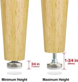 img 1 attached to 🛋️ Adjustable Furniture Levelers with Large Base and Felt Pads - Heavy Duty Leveling Feet for Tables, Chairs, Cabinets, Sofa Raiser - Support up to 1320LBs - T-Nut Kit 3/8”-16 Thread (4 Pack)