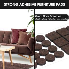 img 3 attached to 🪑 Felt Furniture Pads -56 Pcs(1+2): Self Adhesive, Cuttable Chair Pads for Furniture Feet - Brown