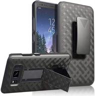 📱 jeylly galaxy s8 active case - heavy duty holster clip with built-in kickstand, rugged shockproof cover for at&t samsung galaxy s8 active - black logo