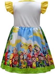 img 3 attached to 🐰 Cute and Comfy Rabbitcess Melon Dress for Baby Girls: Flutter Sleeves, Cartoon Design, Milksilk Skirt, Ages 1-7