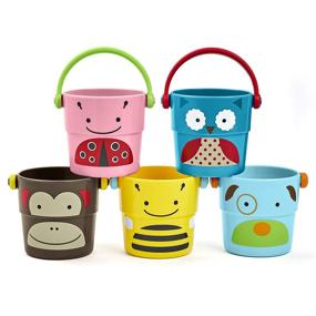 img 4 attached to Zoo Stack & Pour Buckets by Skip Hop - Fun Baby Bath Toy