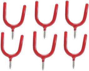 img 1 attached to AIYoo Heavy Duty Multi-Purpose Hooks Set - Organize Your Garage, Shed, or Utility Room with Screw-In Storage Hooks - Vinyl Coated, Red Pack of 6