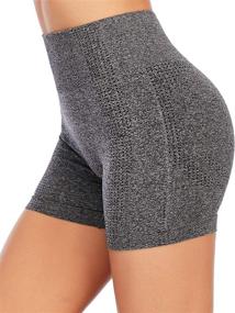 img 2 attached to 🩳 AHLW High Waisted Seamless Women's Workout Shorts - Breathable Mesh, Compression, Tummy Control for Gym, Exercise, Athletic