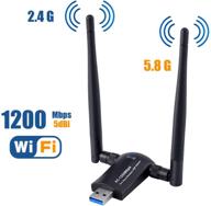 📶 high-speed wireless usb wifi adapter 1200mbps | dual antenna usb 3.0 dongle for pc/laptop/mac | supports windows 10/8/8.1/7 logo