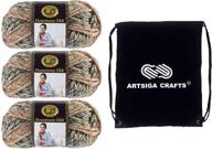 🧶 lion brand knitting yarn hometown durham woods 3-skein factory pack (same dye lot) 135t-229 bundle + 1 artsiga crafts project bag logo