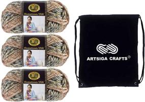 img 2 attached to 🧶 Lion Brand Knitting Yarn Hometown Durham Woods 3-Skein Factory Pack (Same Dye Lot) 135T-229 Bundle + 1 Artsiga Crafts Project Bag