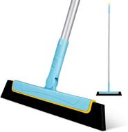 🧹 yocada floor squeegee 51in broom: efficient cleaning tool for shower, bathroom, kitchen, and more - remove pet hair, fur, water, foam from floors, tiles, windows, and glass with long adjustable handle and anti-static design - household blue logo