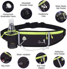 img 3 attached to Peicees Waterproof Fanny Pack with Bottle Holder - Ideal Waist Pack for Gym and Travel, Adjustable Reflective Phone Holder for iPhone 13 and Samsung Galaxy S20