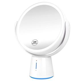 img 4 attached to Versatile Rechargeable LED Makeup Mirror: Dimmable with 3 Color Lighting, 1X 10X Magnifying, Double Sided Round Vanity Mirror for Home Bathroom