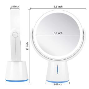 img 1 attached to Versatile Rechargeable LED Makeup Mirror: Dimmable with 3 Color Lighting, 1X 10X Magnifying, Double Sided Round Vanity Mirror for Home Bathroom