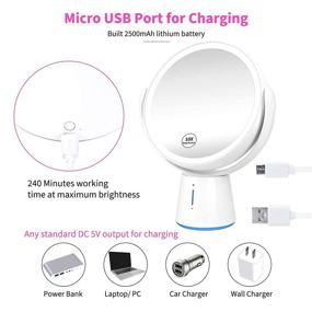 img 3 attached to Versatile Rechargeable LED Makeup Mirror: Dimmable with 3 Color Lighting, 1X 10X Magnifying, Double Sided Round Vanity Mirror for Home Bathroom