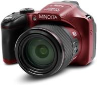 minolta pro shot 20 mp hd digital camera - 67x optical zoom, full 1080p video, 16gb sd card (red) logo