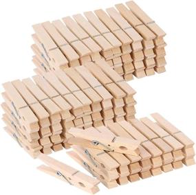 img 4 attached to 100 Pack of Durable Large Wooden Clothespins - Heavy Duty Clothes Pins 🧺 for Laundry and Hanging Clothes - Wood Clips for Crafts and Pictures, 3 inch