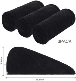 img 2 attached to SINLAND Microfiber Hair Drying Cap Hair Towel Turban Twist for Long Hair 3 Pack: Fast Drying, Absorbent, Soft Lightweight - Black