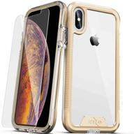 📱 zizo ion series gold & clear case for iphone xs max: military grade drop tested with tempered glass screen protector included logo