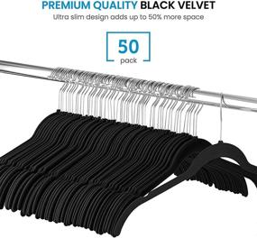 img 2 attached to 👔 50 Pack of Non Slip Premium Velvet Shirt Hangers - Ultra Slim Space Saving Clothes Hangers with 360° Swivel Hook for Tops, Dress Shirts, Blouses, Strappy Dresses, and Delicates