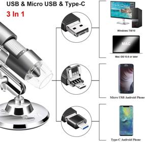 img 3 attached to 🔬 High Resolution USB Microscope Camera 40X to 1000X with Metal Stand and Carrying Case - Compatible with Android, Windows, Linux, Mac - Portable USB Microscope