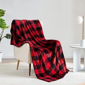 img 3 attached to 🧣 50 x 60 inch Buffalo Plaid Blanket for Sofa Couch, Christmas Plaid Flannel Blanket for Warm, Cozy Bedroom, Living Rooms & Office