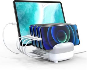 img 4 attached to 🔌 Multi-Device Charging Station for Apple & Cell Phones - iPhone, iPad, Samsung & More. Desk Organizer with Tablet Charging Dock, Ideal for Various Electronics.