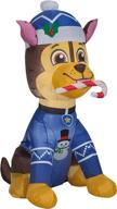 🎅 gemmy 5' christmas inflatable: paw patrol chase with candy cane | outdoor/indoor holiday decoration logo