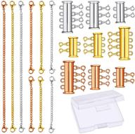 🧲 premium 18-piece magnetic clasp connectors slide tube set - multi-strand clasps and extenders with storage box for diy jewelry making accessories - assorted sizes logo