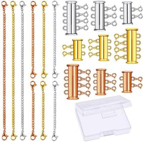 img 4 attached to 🧲 Premium 18-piece Magnetic Clasp Connectors Slide Tube Set - Multi-strand Clasps and Extenders with Storage Box for DIY Jewelry Making Accessories - Assorted Sizes