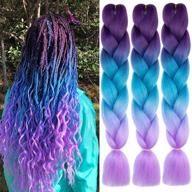 xiaofeng 3-pack 24'' ombre jumbo braiding hair extensions for crochet braids - purple/lake blue/light purple, synthetic logo