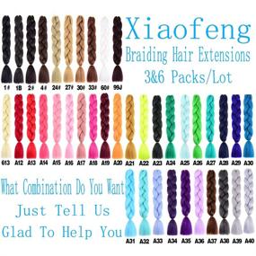 img 1 attached to Xiaofeng 3-Pack 24'' Ombre Jumbo Braiding Hair Extensions for Crochet Braids - Purple/Lake Blue/Light Purple, Synthetic