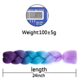 img 2 attached to Xiaofeng 3-Pack 24'' Ombre Jumbo Braiding Hair Extensions for Crochet Braids - Purple/Lake Blue/Light Purple, Synthetic