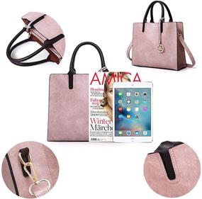 img 1 attached to Handle Handbags Leather Satchel Shoulder Women's Handbags & Wallets for Satchels