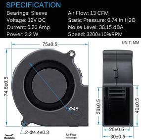 img 3 attached to 🌀 Высокопроизводительный 75мм х 30мм 7530 DC 12V безщеточный турбовентилятор охлаждения - GDSTIME