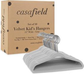 img 1 attached to 👶 Casafield 50 Velvet Baby Hangers - 11" Size for Infant & Toddler Clothes - Gray