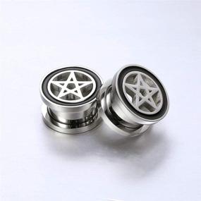 img 3 attached to 🌟 316L Stainless Steel ZS Pentagram Star Ear Plug Tunnels Expander for Body Piercing - Ear Piercing Jewelry