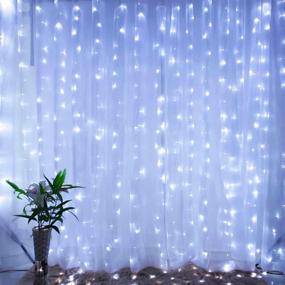 img 3 attached to 🌟 Brightown Hanging Window Curtain Lights - 9.8ft Dimmable, Connectable with 300 LEDs, Remote Control, 8 Lighting Modes, Timer - Perfect for Bedroom, Wall, Party - Indoor/Outdoor Decor - Pure White (Curtain Not Included)